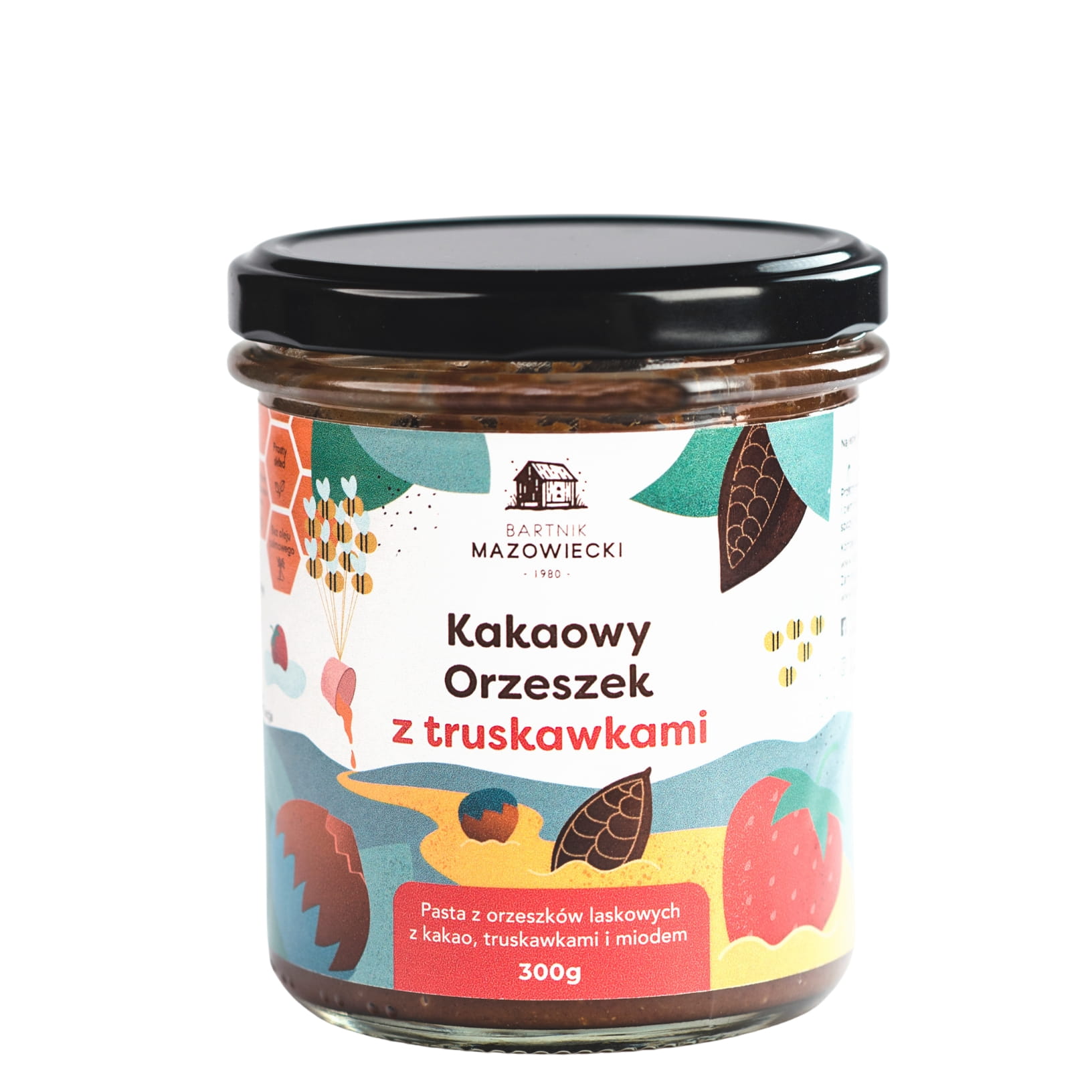 Kakaowy Orzeszek z truskawkami - pasta orzechowa / krem czekoladowy
