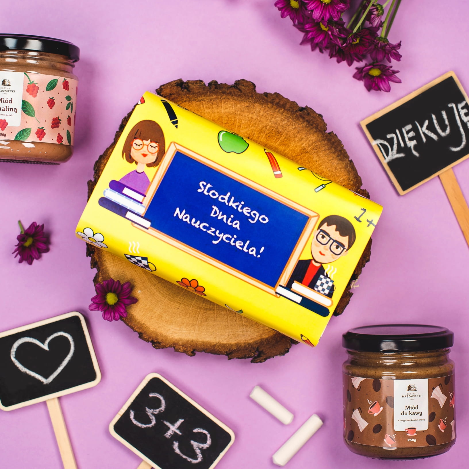 Zestaw 2 miody na Dzień Nauczyciela 2 x 250g z owijką